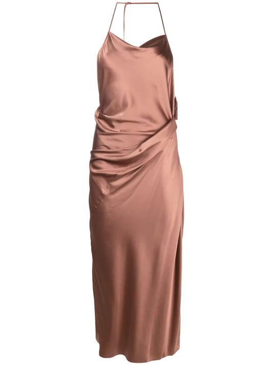 Draped-Design Halterneck Dress