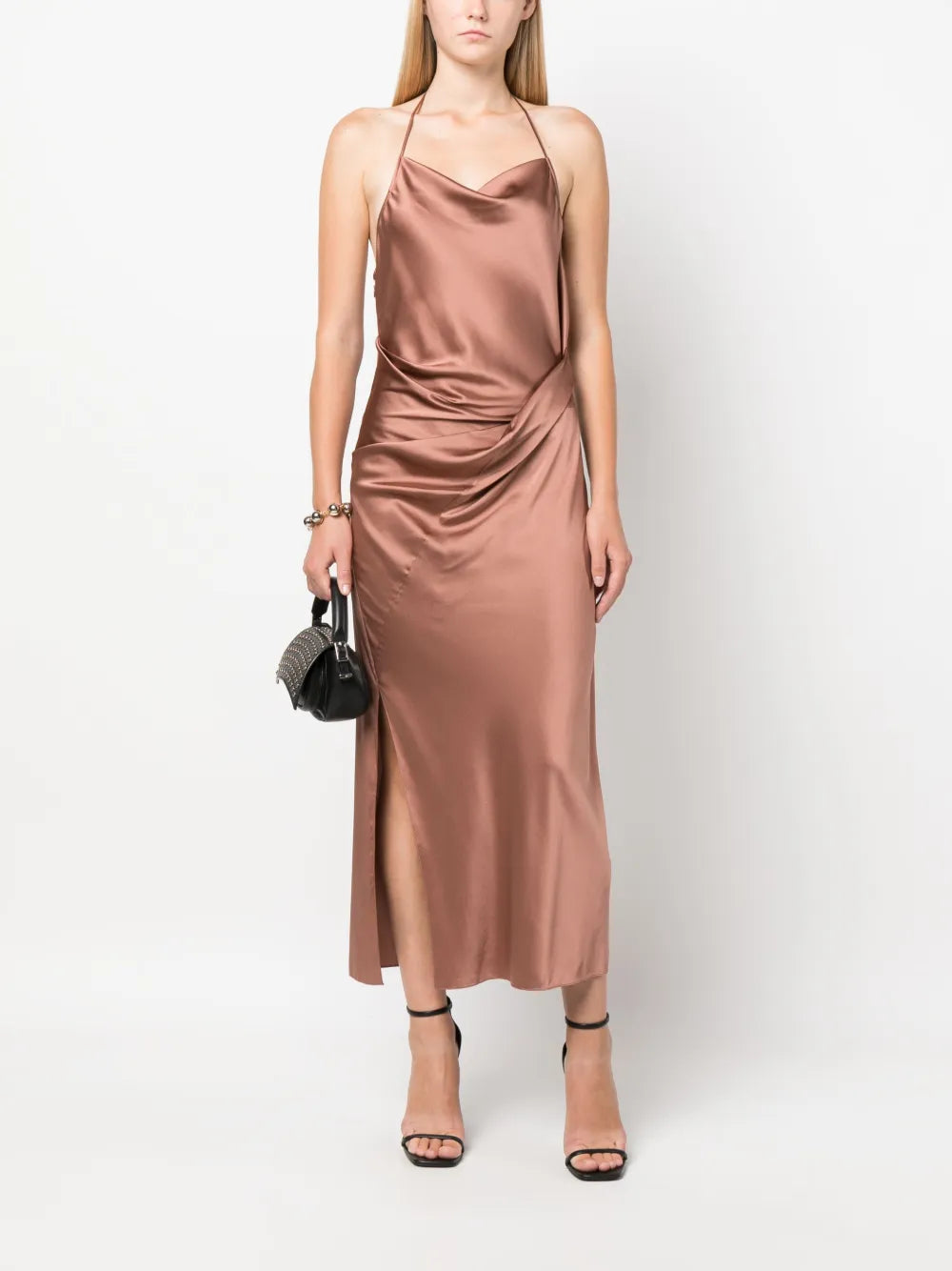 Draped-Design Halterneck Dress
