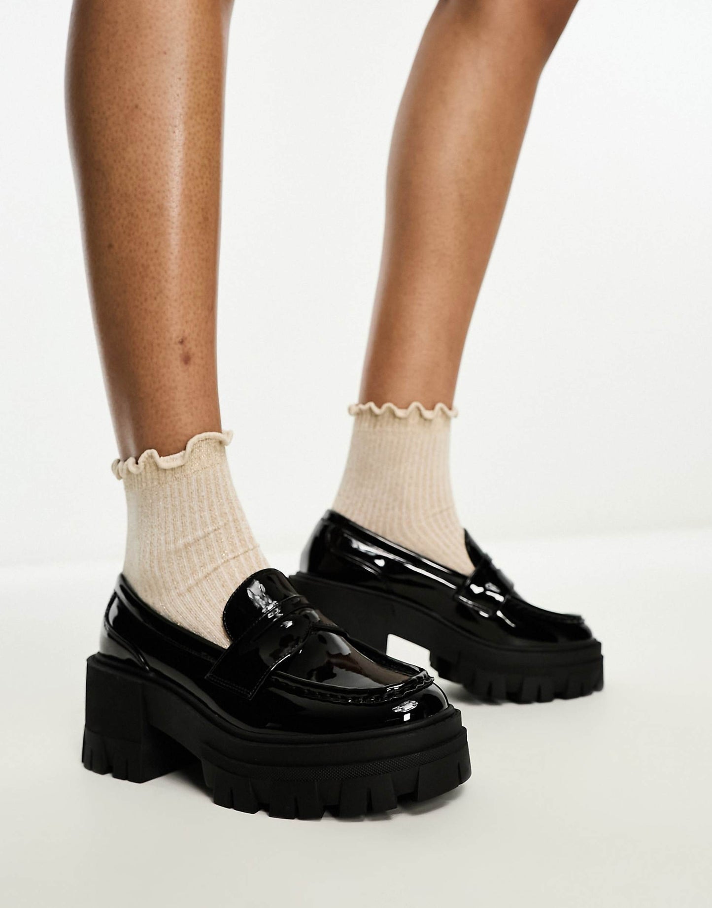 Script Chunky Mid Heeled Loafers