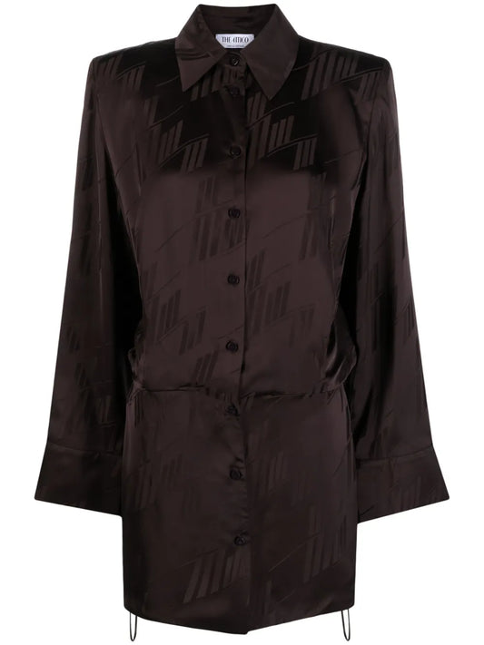 Logo-Print Satin Shirtdress