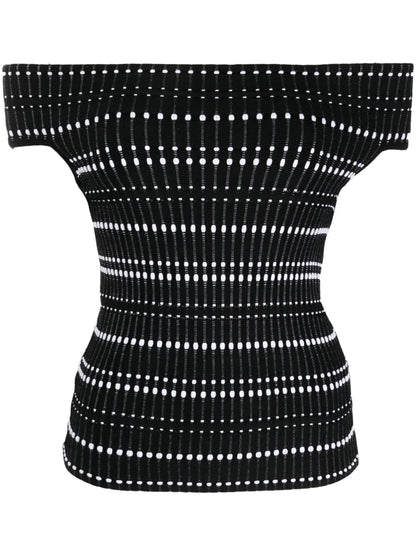 Open-Knit Off-Shoulder Top