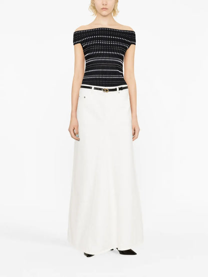 Open-Knit Off-Shoulder Top