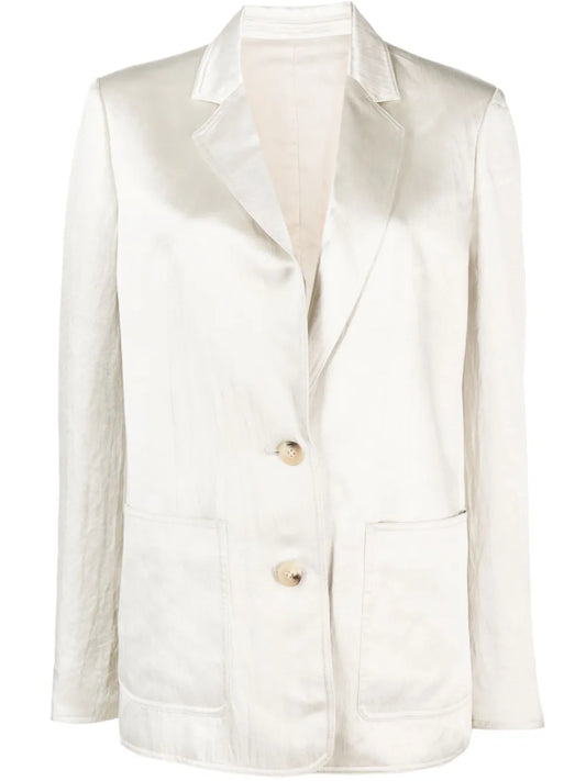 Notched-Lapels Satin-Finish Blazer