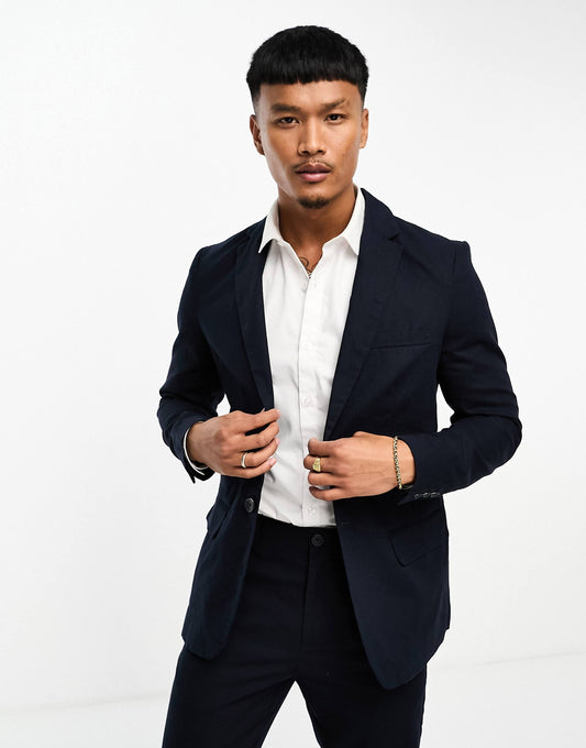 Slim Fit Linen Mix Suit Jacket