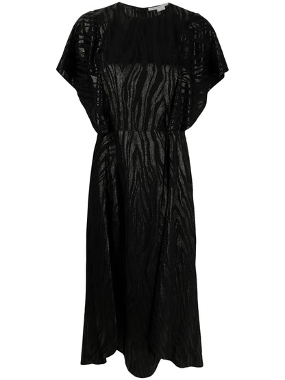 Woodgrain-Effect Midi Dress