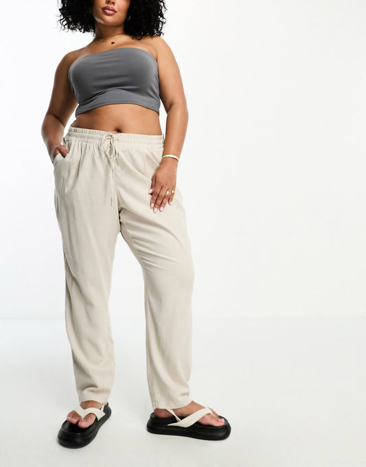 Curve Linen Blend Tapered Trousers
