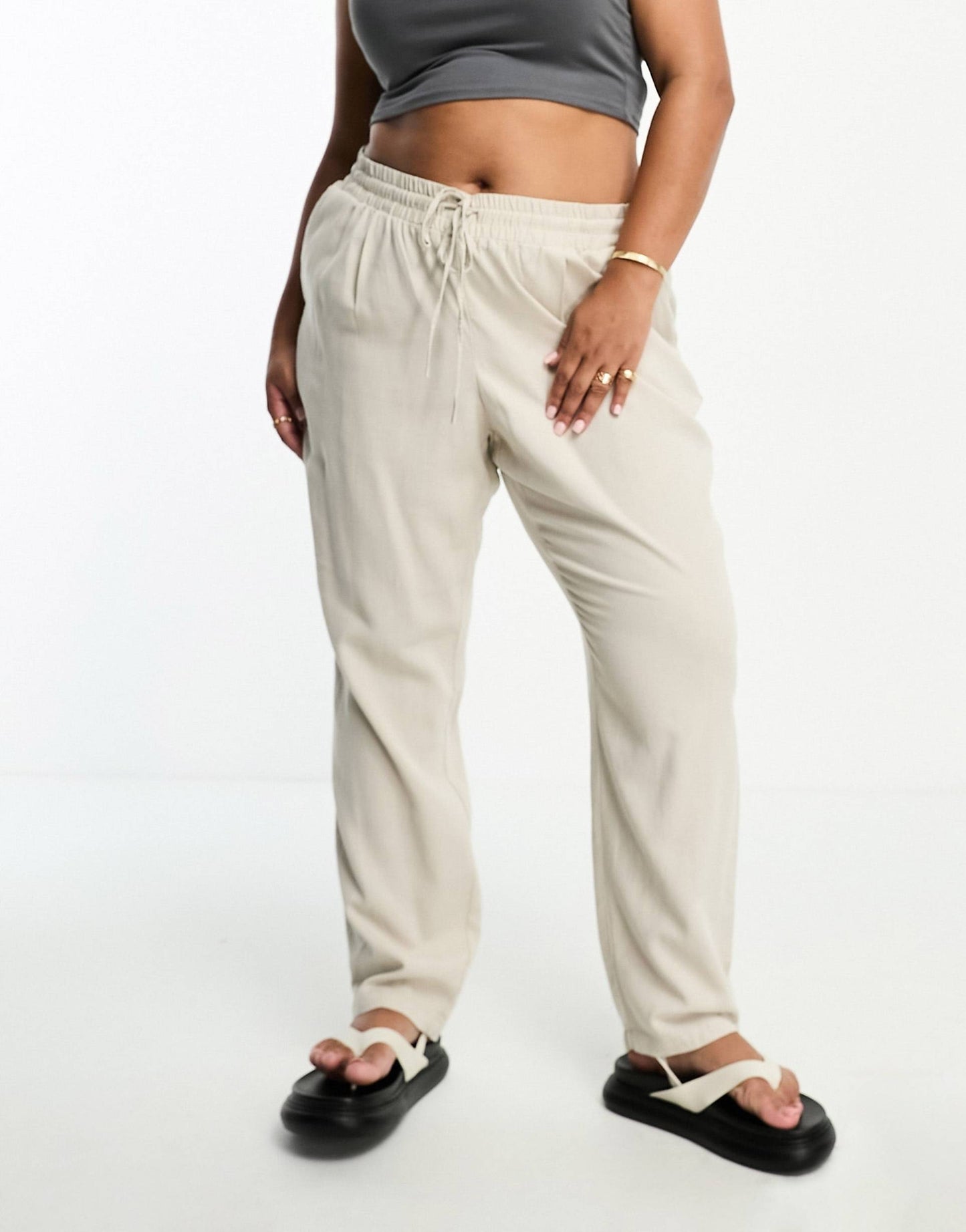 Curve Linen Blend Tapered Trousers