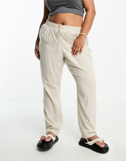 Curve Linen Blend Tapered Trousers