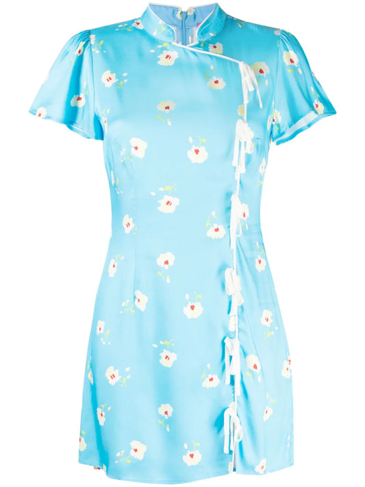 Floral-Print Short-Sleeve Minidress