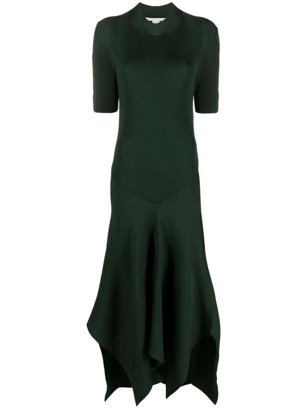 Asymmetric Ribbed-Knit Dress