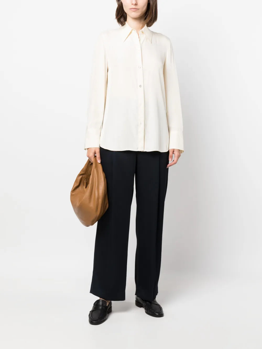 Pointed-Collar Long-Sleeve Shirt