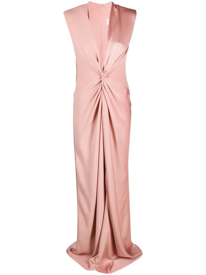 Twist-Front V-Neck Maxi Dress