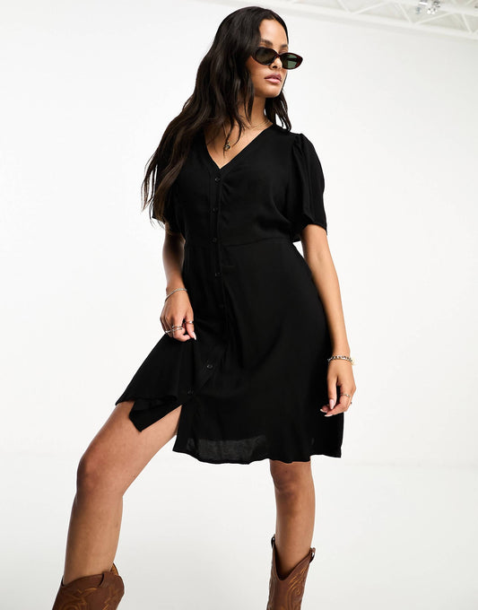 Button Through Mini Skater Dress
