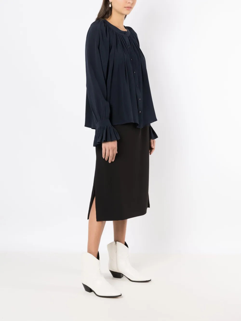 Fenda Side-Slit Midi Skirt