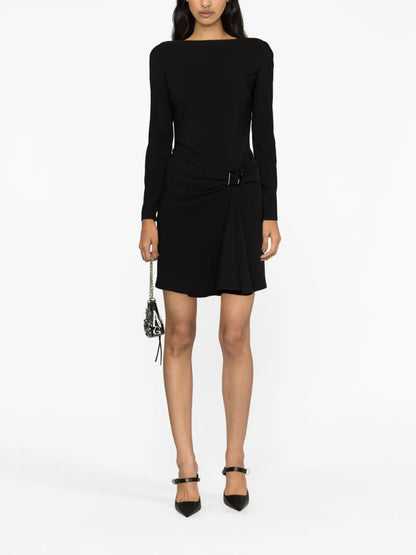 Logo-Plaque Draped Dress