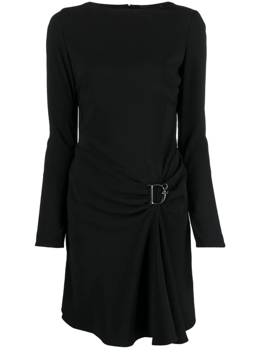 Logo-Plaque Draped Dress