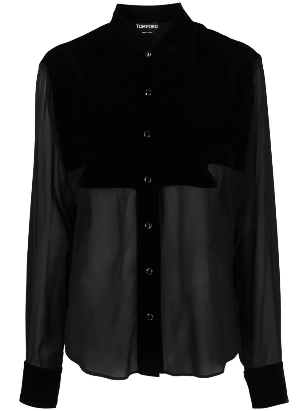 Panelled Buttoned Silk Shirt