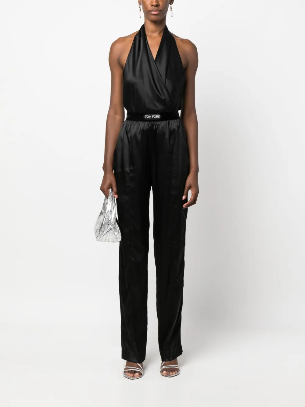 High-Waisted Straight-Leg Silk Trousers