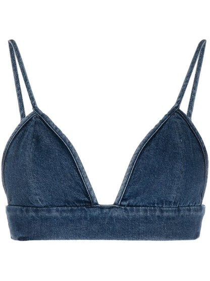 Triangle-Cup Denim Crop Top