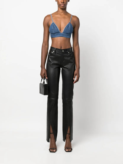 Triangle-Cup Denim Crop Top