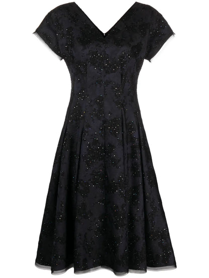 Patterned-Jacquard Sequin Midi Dress
