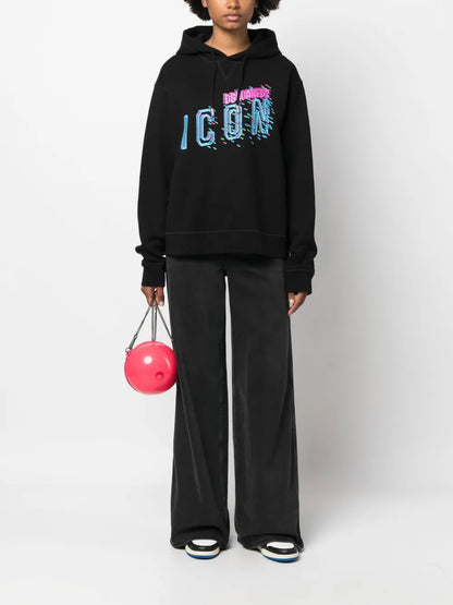 Logo-Print Drawstring Cotton Hoodie