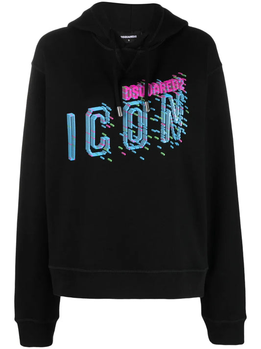 Logo-Print Drawstring Cotton Hoodie