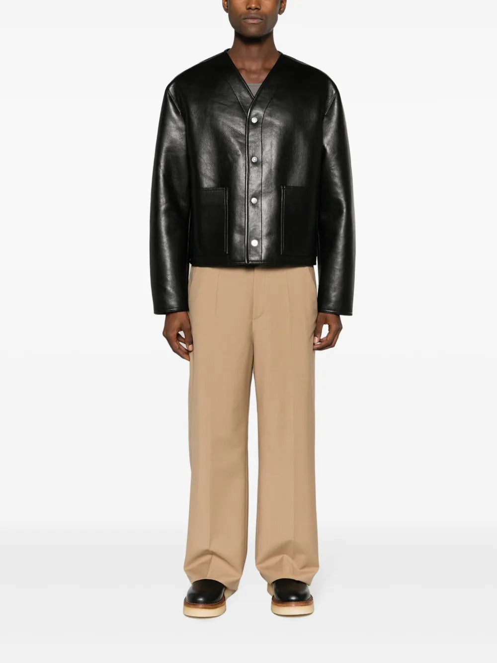 Faux-Leather Bomber Jacket