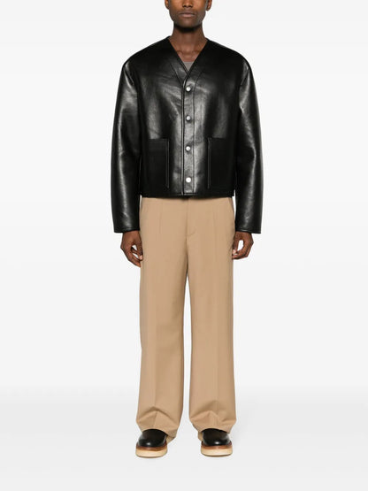 Faux-Leather Bomber Jacket