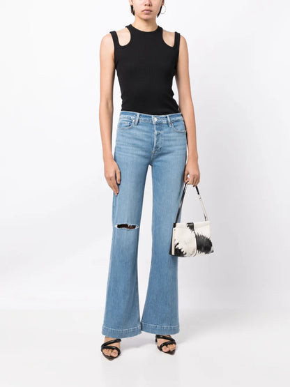 Leenah Ripped-Detail Bootcut Jeans