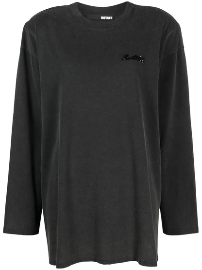 Sequin-Logo Cotton T-Shirt