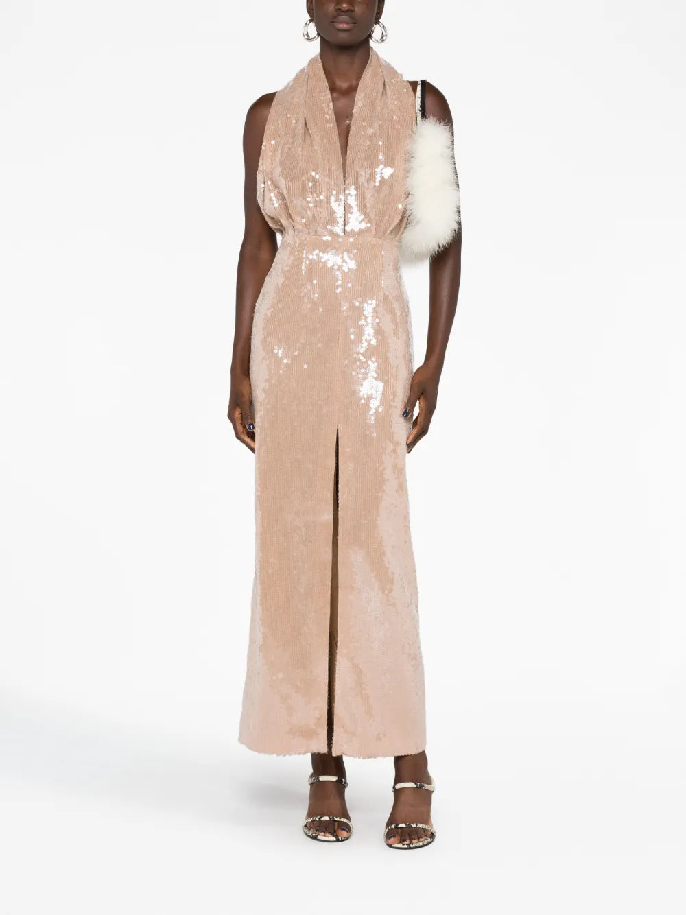 Sequin-Embellished Plunge Dress