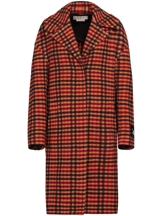 Wavy Check Wool Coat