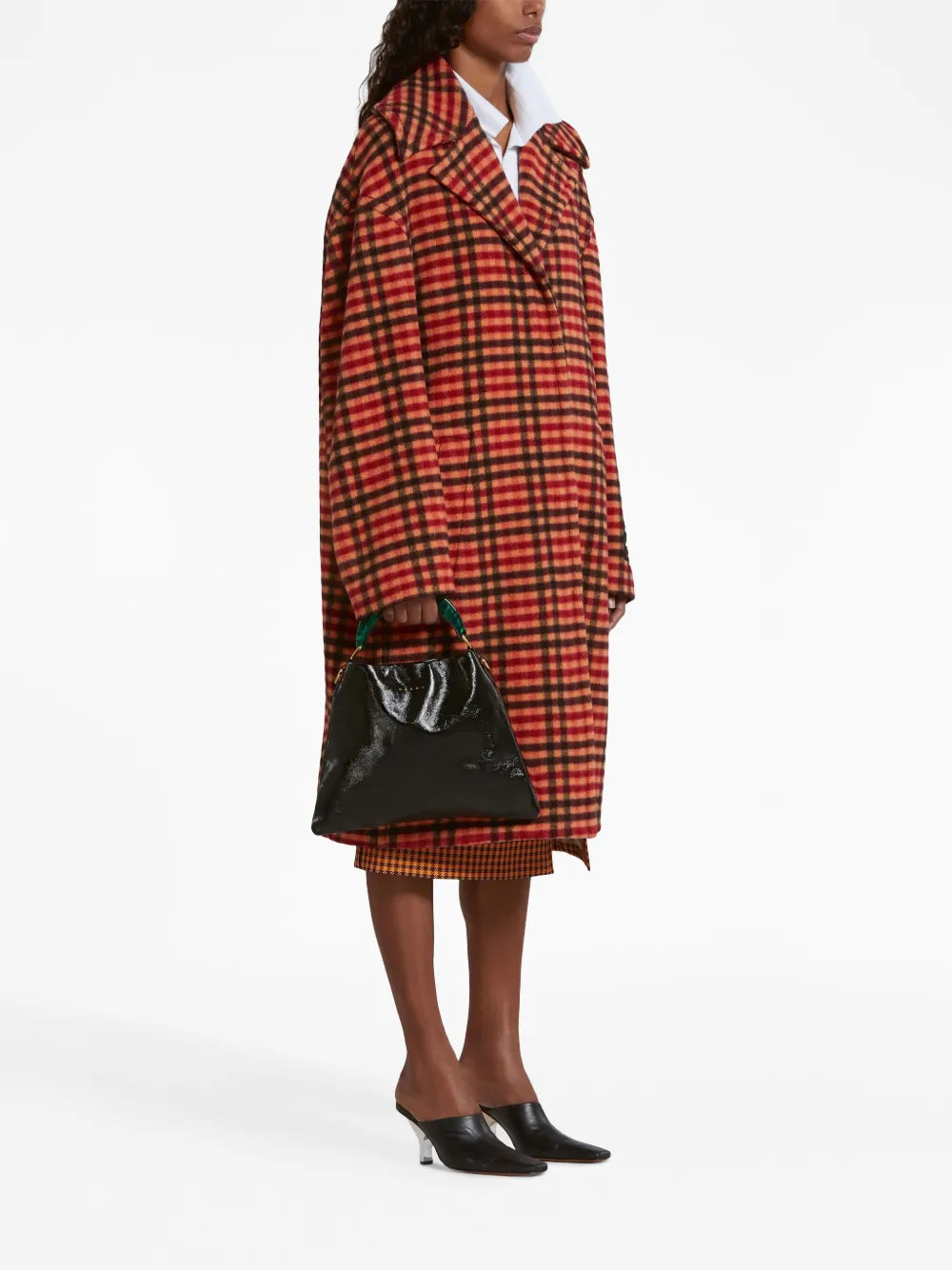 Wavy Check Wool Coat