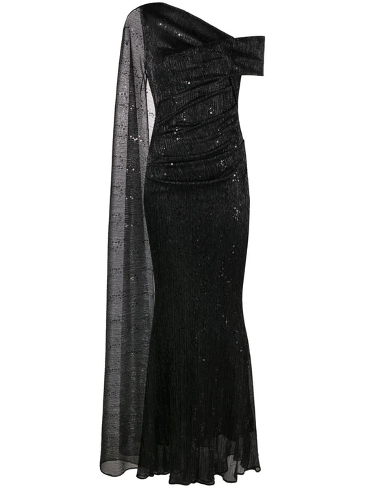 Draped One-Shoulder Gown