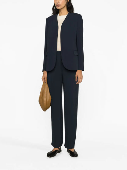 Crepon Straight-Leg Trousers