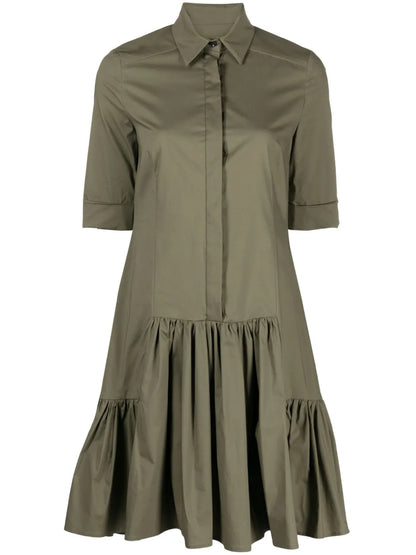 Short-Sleeve Ruffle-Hem Dress