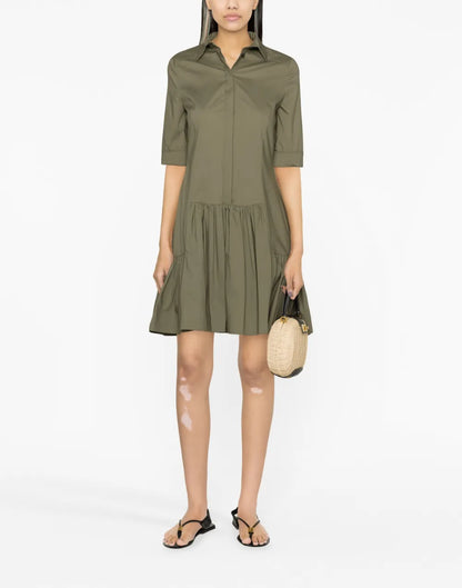 Short-Sleeve Ruffle-Hem Dress