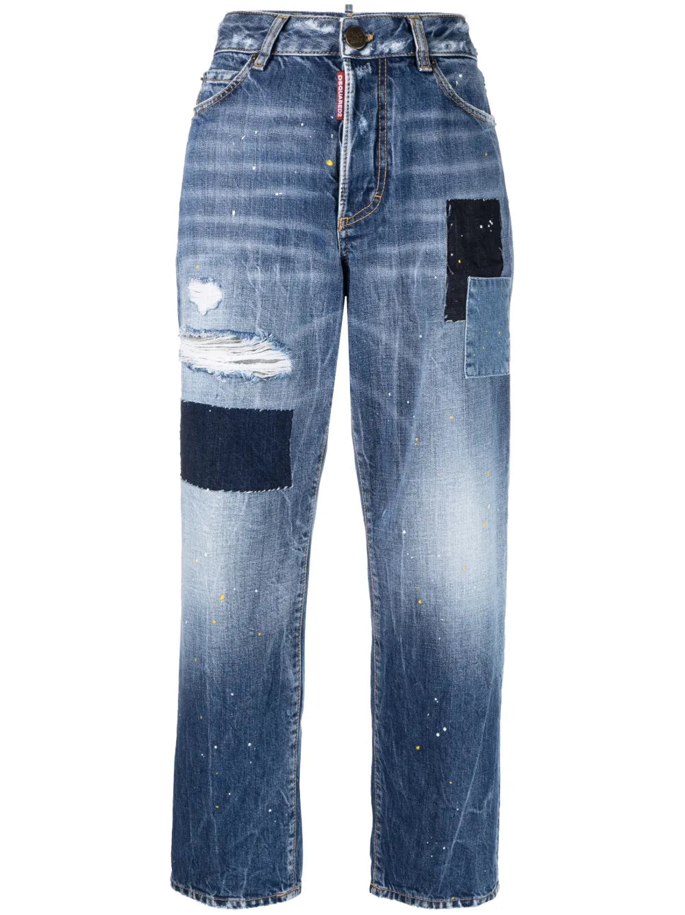 Paint-Splatter Straight-Leg Jeans