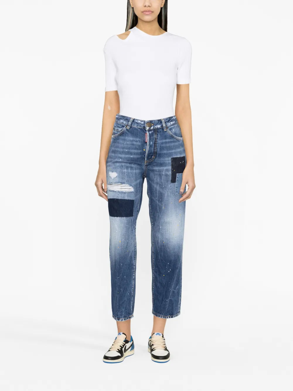 Paint-Splatter Straight-Leg Jeans