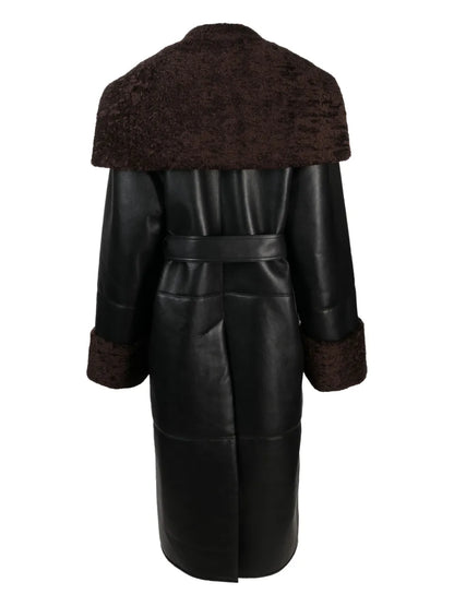 Alessi Belted Leather Maxi Coat