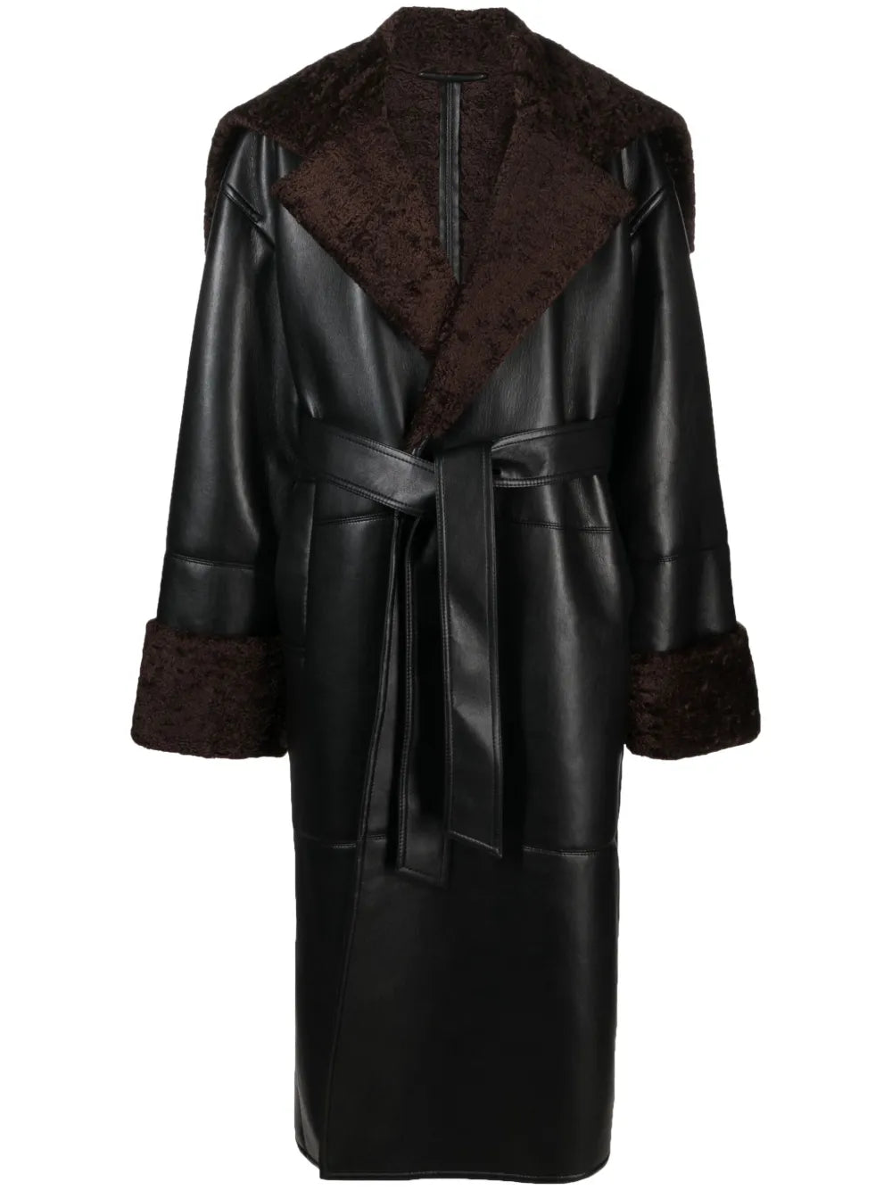Alessi Belted Leather Maxi Coat