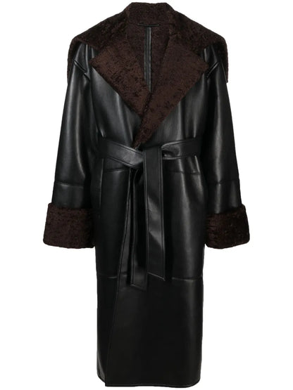 Alessi Belted Leather Maxi Coat