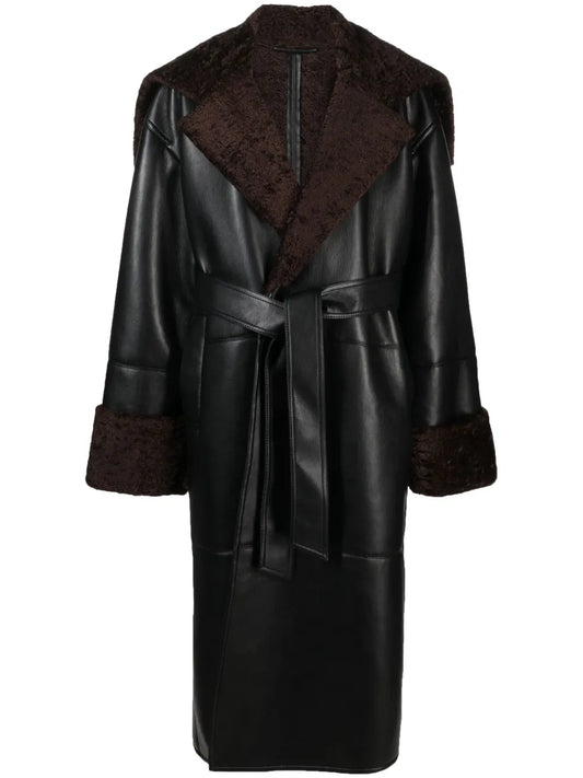 Alessi Belted Leather Maxi Coat