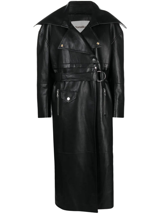 Marielle Leather Biker Coat
