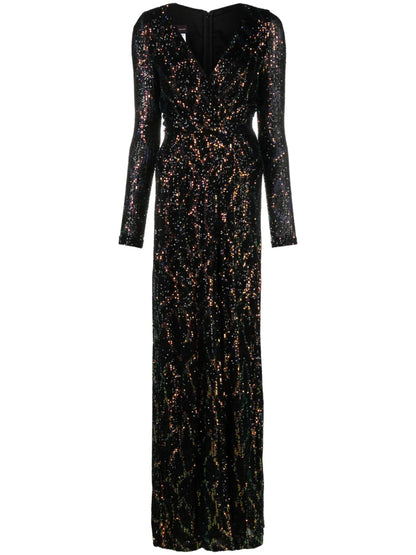 Sequin-Embellished Wide-Leg Jumpsuit