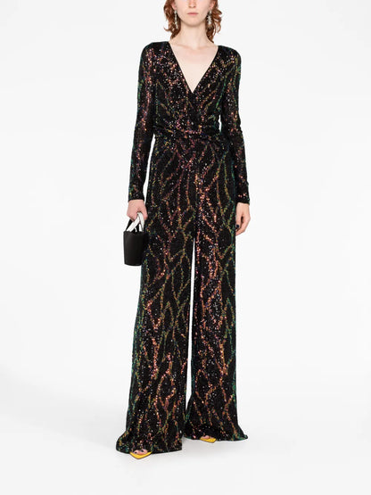 Sequin-Embellished Wide-Leg Jumpsuit