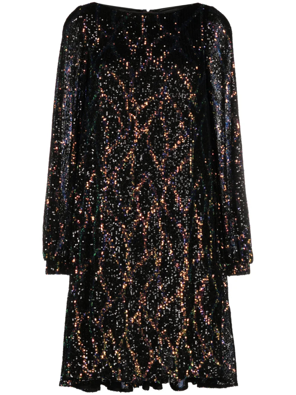Sequin-Embellished Long-Sleeve Dress