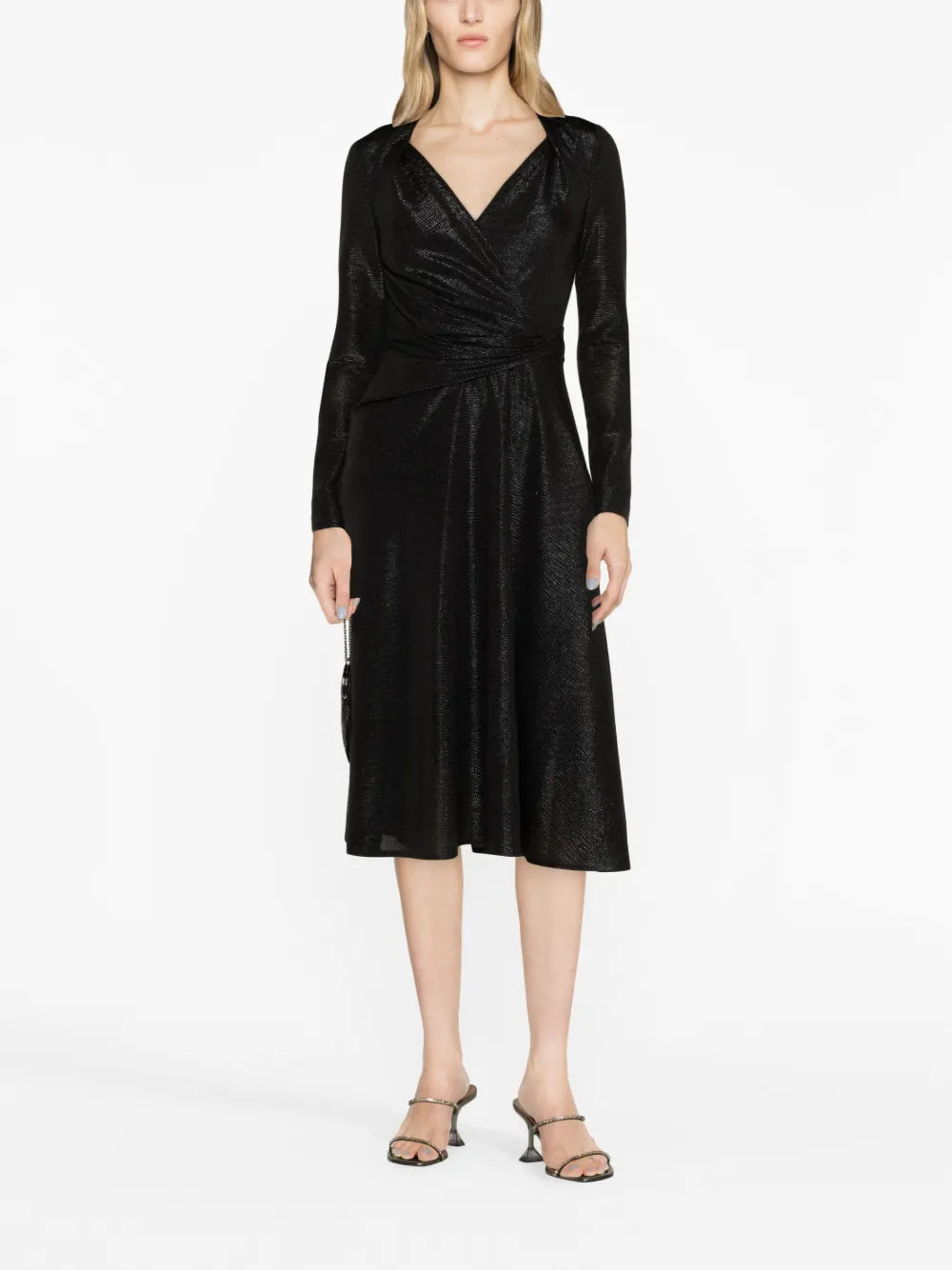 Metallic-Voile Midi Dress