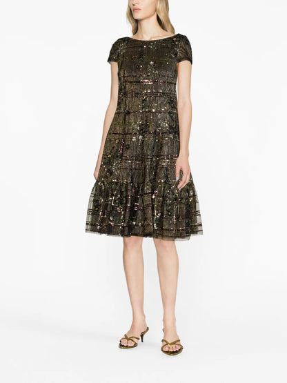 Sequin-Embellished Metallic Dress